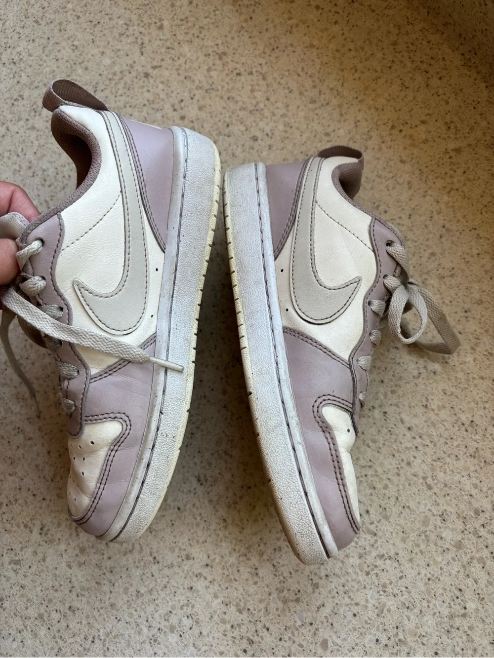 Nike Kids Shoes Court Borough Low Recraft Sneakers White Grey Purple in Size 3.5